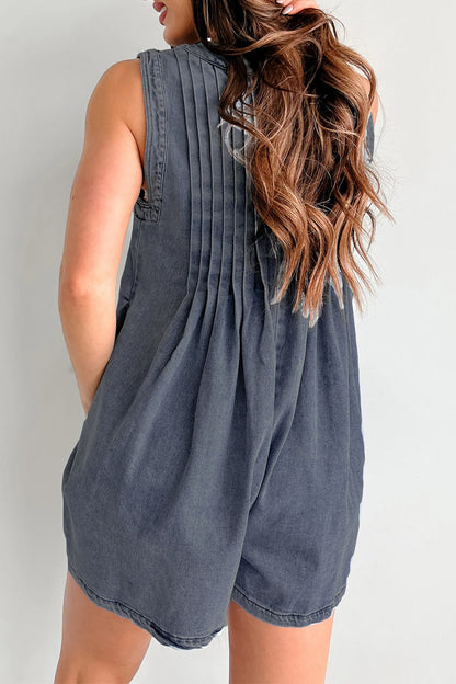 Casual Street Solid Color Pocket Lace Up V Neck Sleeveless Loose Denim Jumpsuits