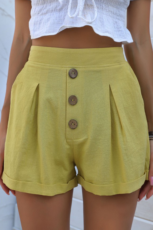 Casual Solid Split Joint Buttons Loose Wide Leg Solid Color Bottoms