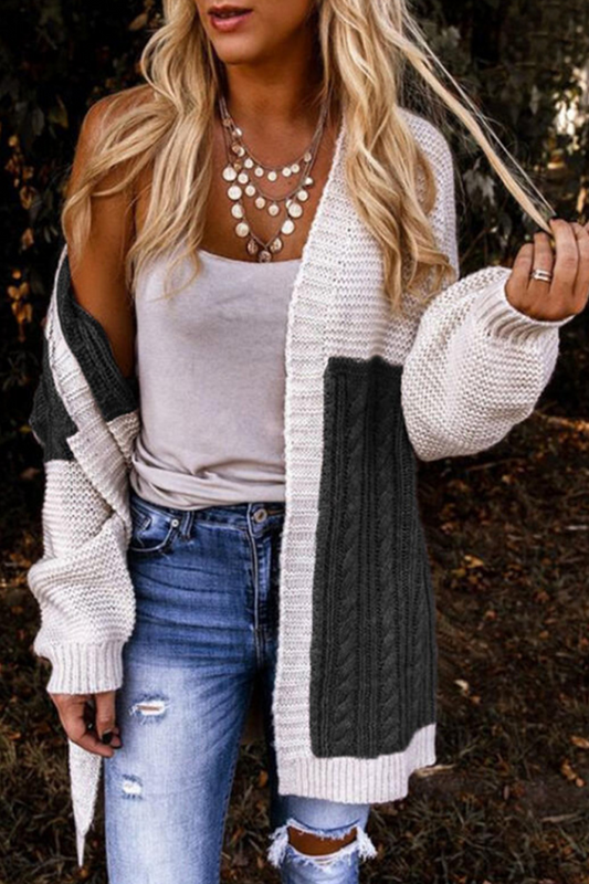 Casual Solid Patchwork Cardigan Collar Cardigans