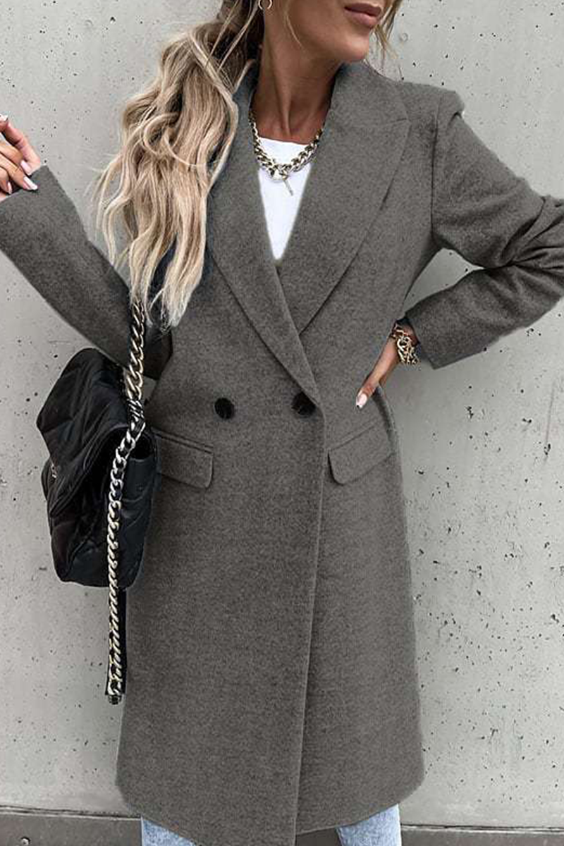 Fashion Solid Patchwork Turndown Collar Outerwear