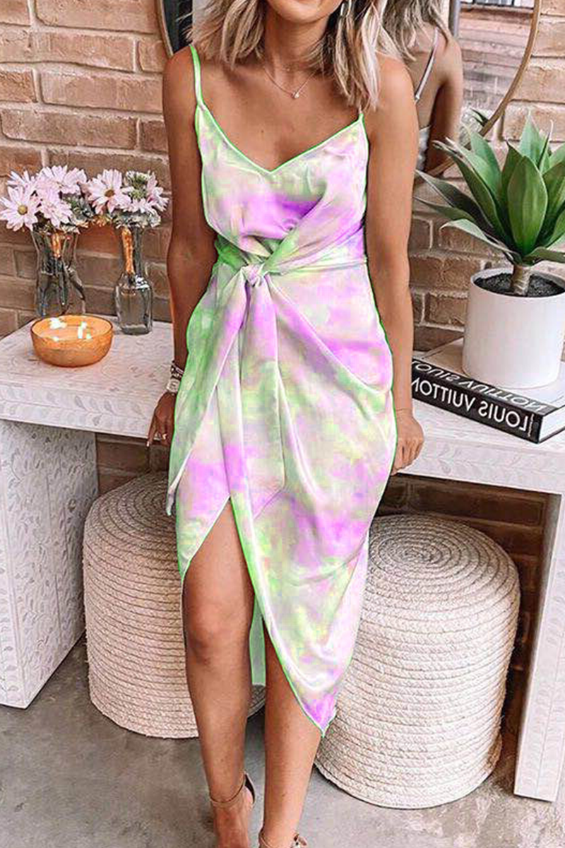 Fashion Casual Print Graffiti V Neck Printed Dress Dresses