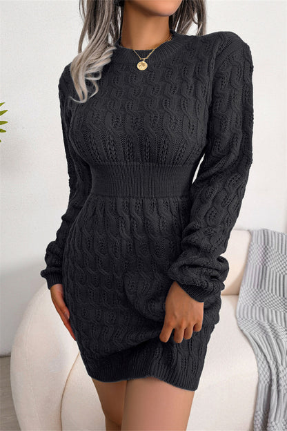 Fashion Casual Solid Patchwork O Neck Long Sleeve Dresses