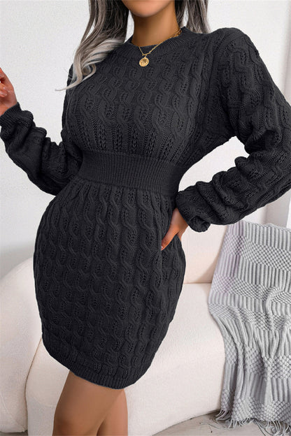 Fashion Casual Solid Patchwork O Neck Long Sleeve Dresses