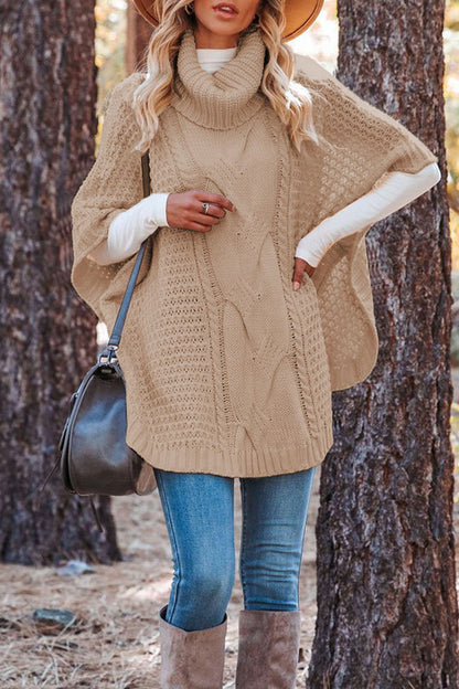 Fashion Solid Patchwork Turtleneck Tops