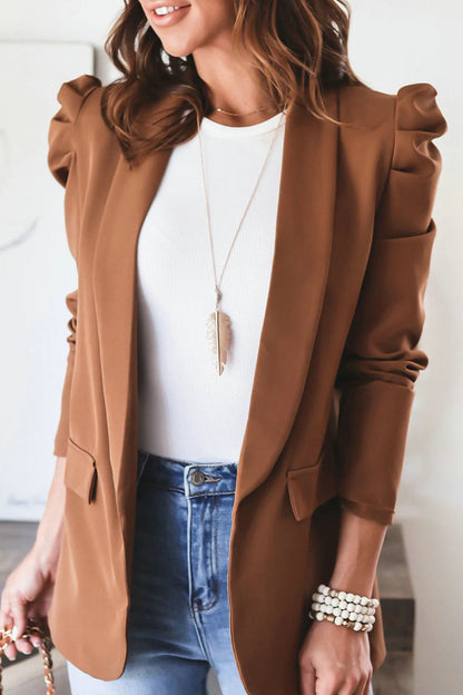 Work Solid Solid Color Turn-back Collar Outerwear