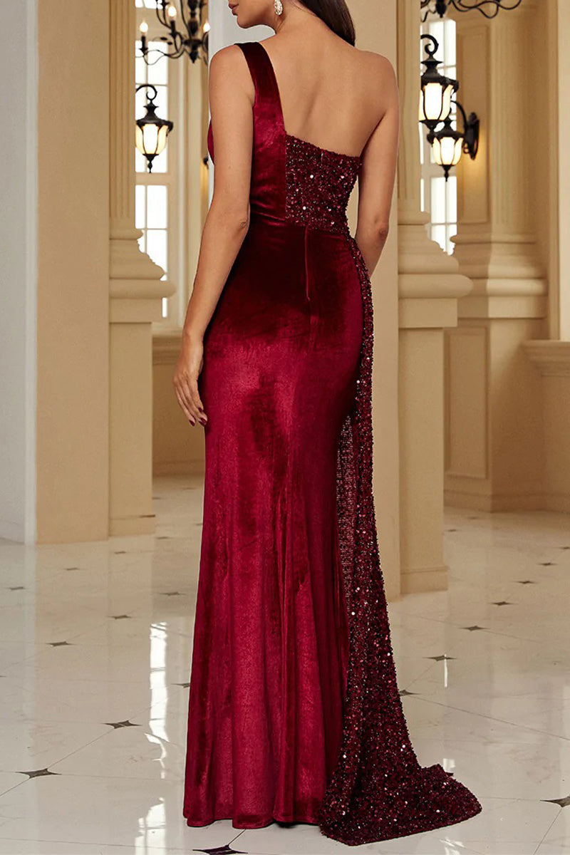 Celebrities Elegant Solid Sequins Halter A Line Dresses