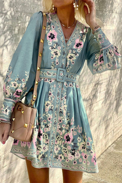 Bohemian Elegant Print Printing V Neck A Line Dresses