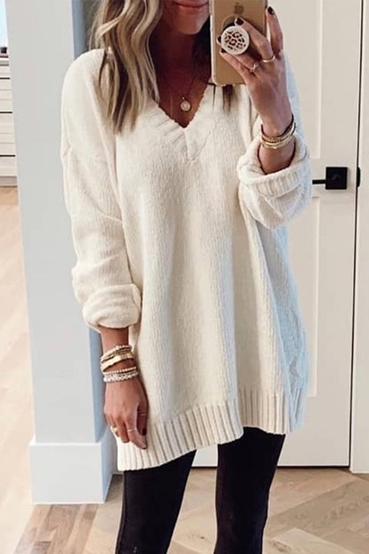 Solid Solid Color V Neck Tops