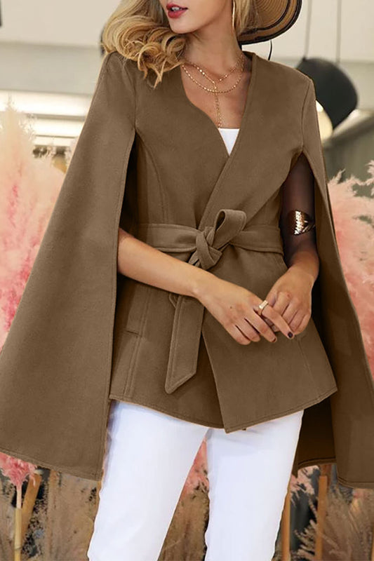 Elegant Solid Color Outerwear