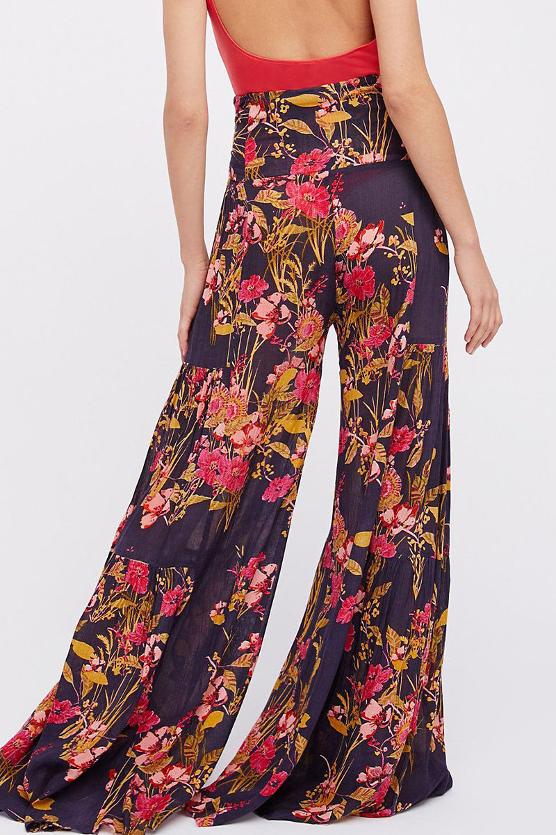 Casual Street Print Fold Loose High Waist Wide Leg Bottoms(21 Colors)