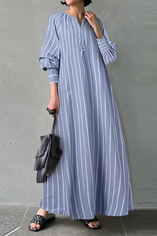 Casual Simplicity Striped Patchwork O Neck A Line Dresses(3 Colors)