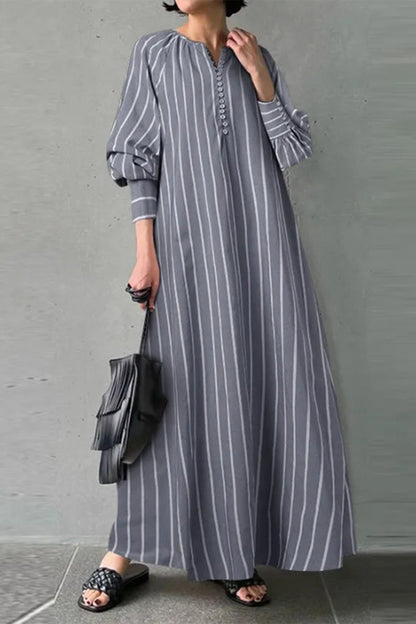 Casual Simplicity Striped Patchwork O Neck A Line Dresses(3 Colors)