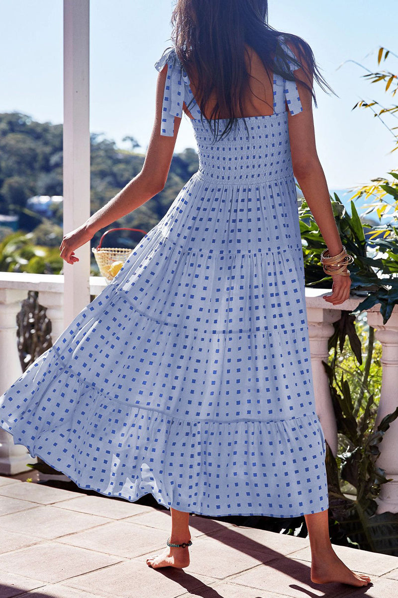 Fashion Street Dot Patchwork Spaghetti Strap Printed Dresses