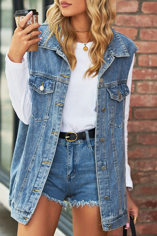 Casual Solid Patchwork Turndown Collar Short Sleeve Regular Denim Jacket