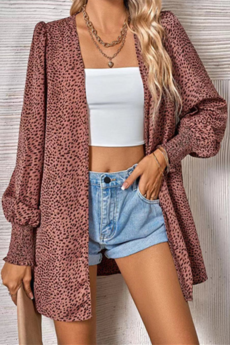 Street Leopard Cardigan Collar Tops