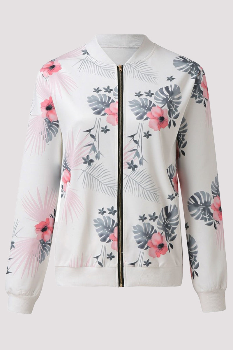 Casual Floral Patchwork O Neck Outerwear(8 Colors)