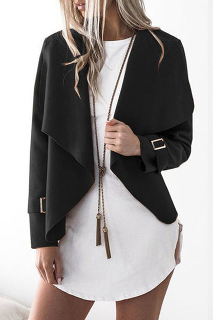 Casual Solid Patchwork Mandarin Collar Outerwear