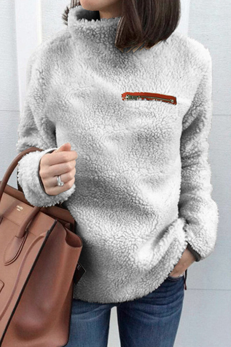 Casual Solid Patchwork Turtleneck Tops(6 Colors)